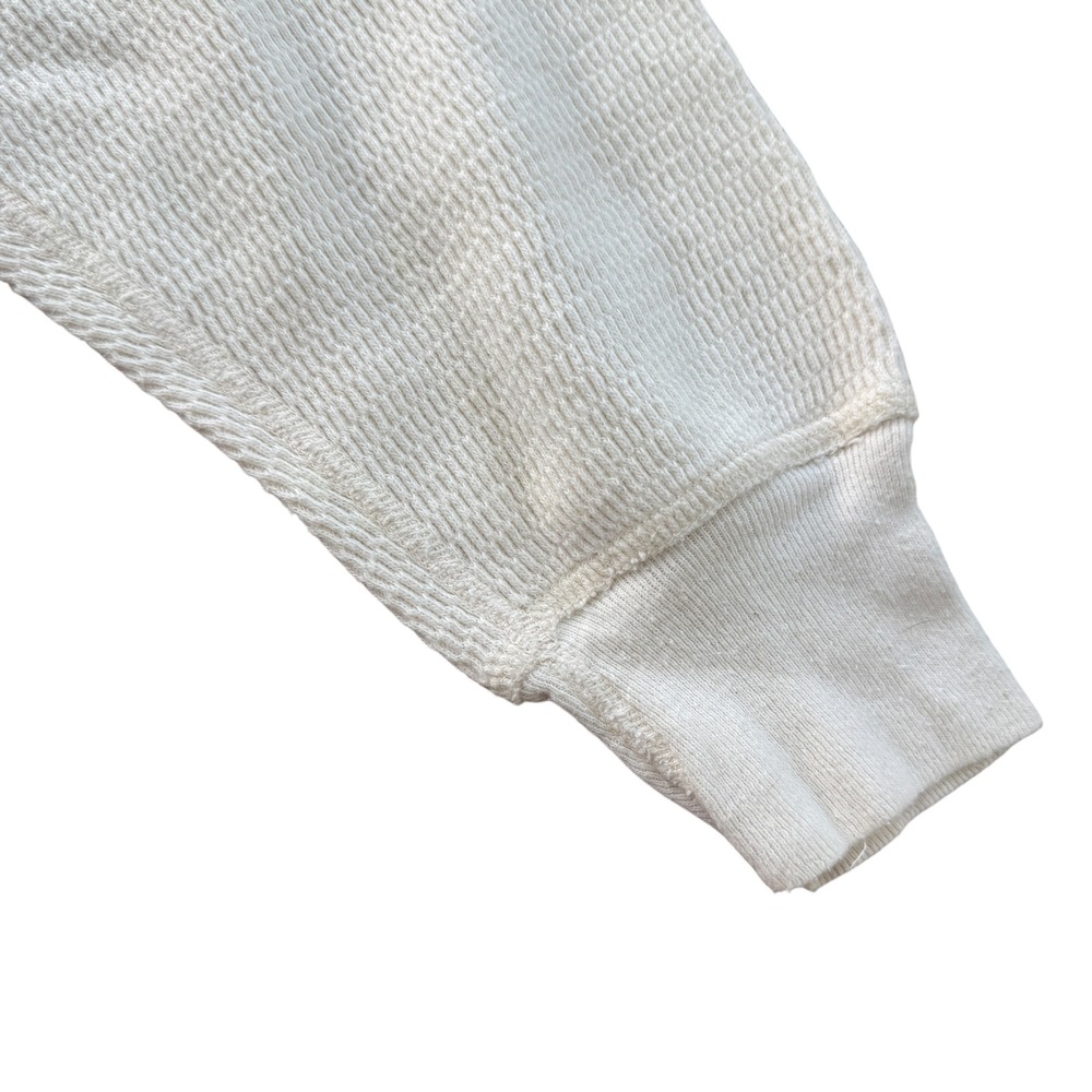 Montgomery Ward Vintage 70s Thermal Shirt Waffle Knit Large Cream White USA - Picture 3 of 7